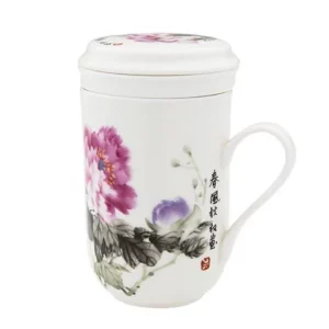 紅牡丹彩繪高杯
